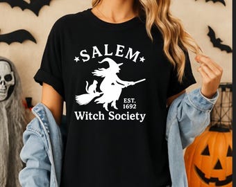 Halloween Salem Witch Society T Shirt, Vintage Witch Halloween Tee for Women, Spooky Witchcraft Fall Top, Salem Witchy Shirt, Halloween Tee
