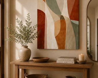 Earth Tone Abstract Canvas Art | Minimalist Boho Wall Decor