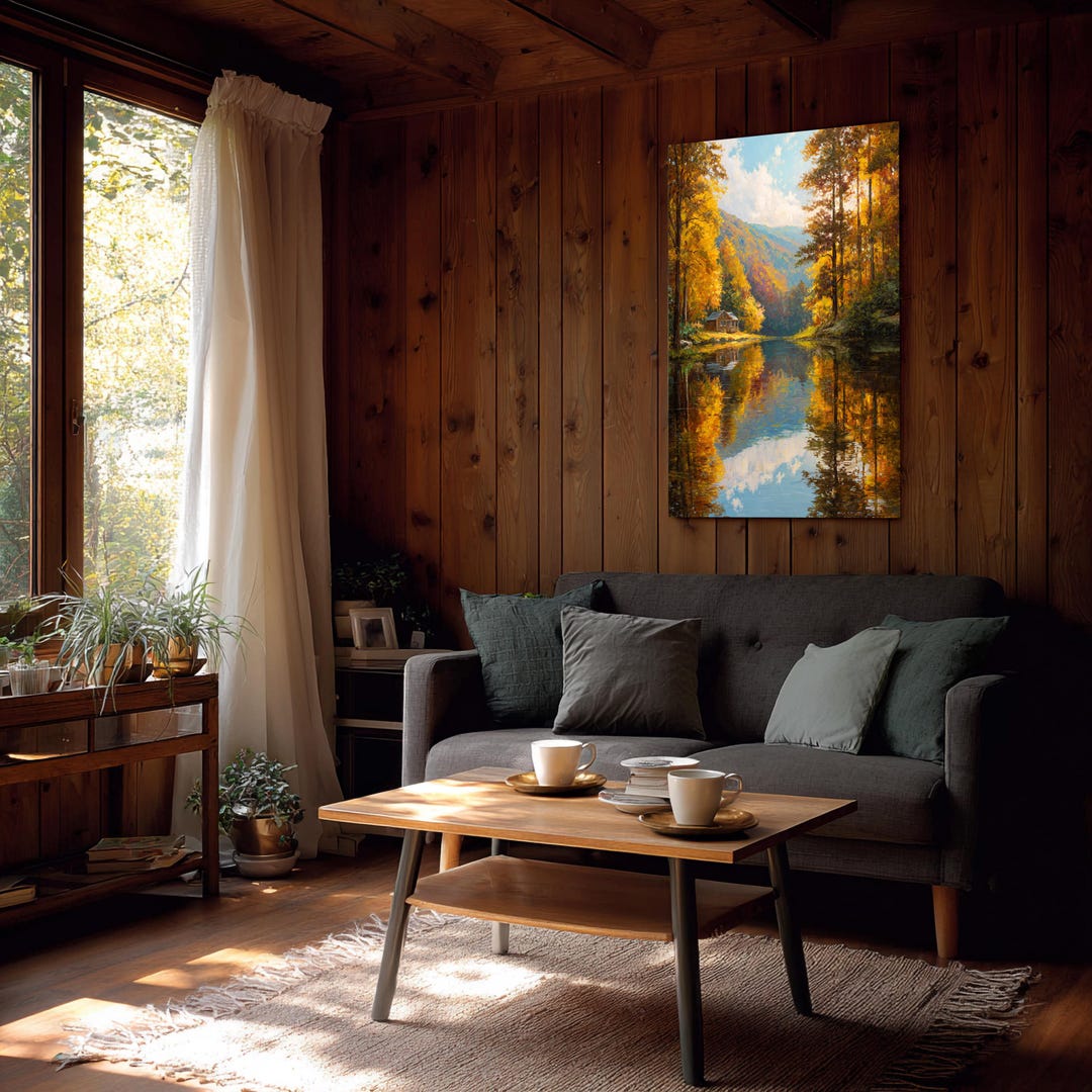 Autumn Lake Reflection Poster: Rustic Fall Landscape Wall Art - Etsy
