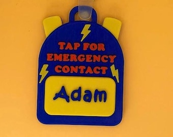 NFC Emergency Contact Keychain for Kids – Personalized Safety Tag, School Bag Accessory