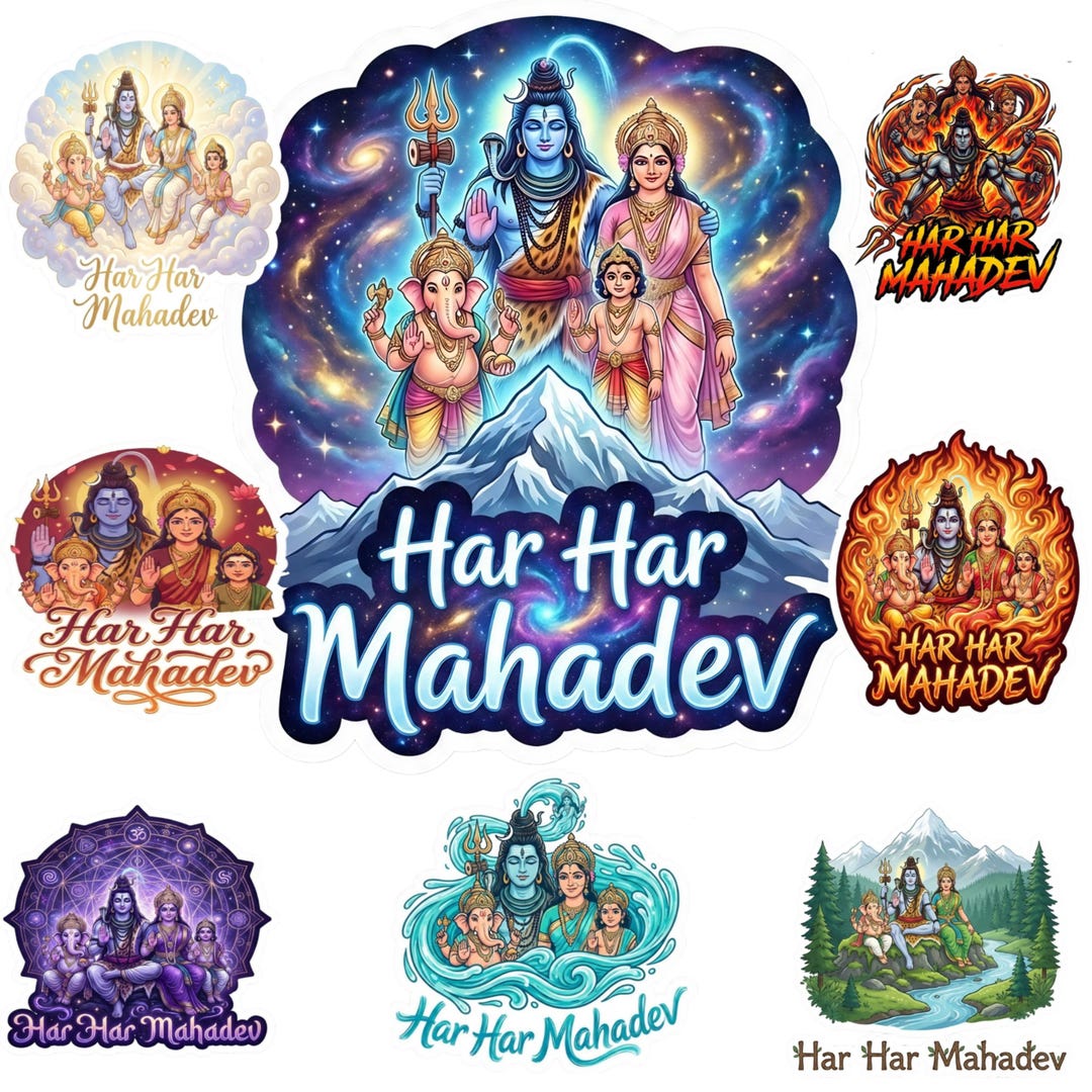 Har Har Mahadev Sticker Bundle Png,hindu Devotional Digital Stickers ...