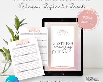 Stress Processing Journal: Guided Self-Care Workbook (Canva PDF)