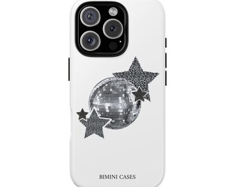 Diskokugel Stern Handyhülle Ästhetische Abdeckung, Coole Mädchenhülle iPhone 16 15 14 Pro Max Plus Samsung Galaxy S25 S24 S23 S22 S21, Geschenk für Teenager