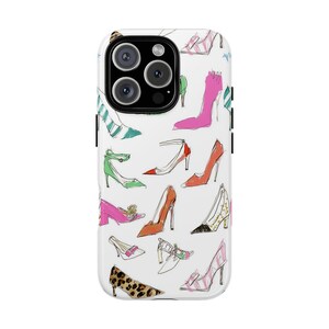 Hand Drawn Heels Phone Case Aesthetic Pink iPhone 16 15 14 Pro Max Plus Samsung Galaxy S25 S24 S23 S22 S21, NYC Cool Girl Aesthetic y2k