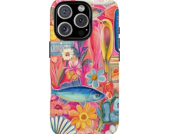 Funda para teléfono con collage de la costa italiana, fundas veraniegas con estética de sardinas coquetas, para iPhone 16, 15, 14, 13, 12 y 11 Pro Max, Samsung Galaxy S25, S24 y S23