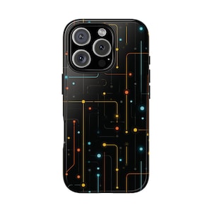 Capa para celular com circuito Cyberpunk Neon, design futurista e tecnológico para jogadores, iPhone 16, 15, 14 Pro Max Plus, Samsung Galaxy S24