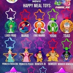 2026 Golden Super Mario Galaxy Happy Meal Spielzeug Komplettes Set mit 12 Stk Bild 2