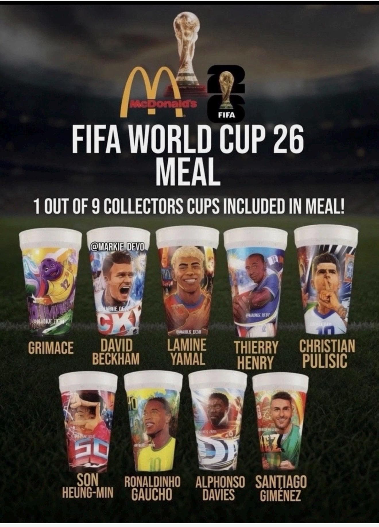 Mcdonald's FIFA 2026. Adult Happy Meal Collectible Cups. Complete