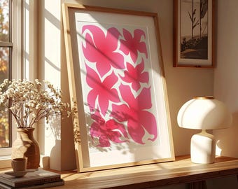 Abstract Pink Flower Print: Mid-Century Modern Wall Art (Digital Download)