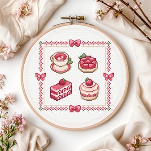 Strawberry Cross Stitch Pattern: Coquette Desserts, Kawaii Fruit (PDF Pattern)