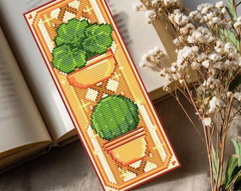 Cute Houseplants Cross Stitch Pattern: Kawaii Bookmark, Beginner Friendly, Cactus, Succulent (PDF Pattern + Pattern Keeper PDF)