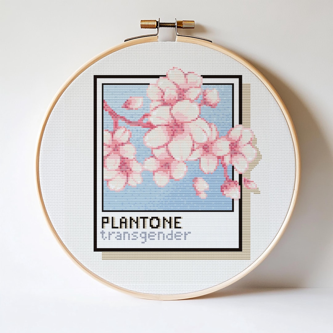 Transgender Pattern Transgender Pride Cross Stitch Pattern: Cherry Blossoms LGBT Design ...