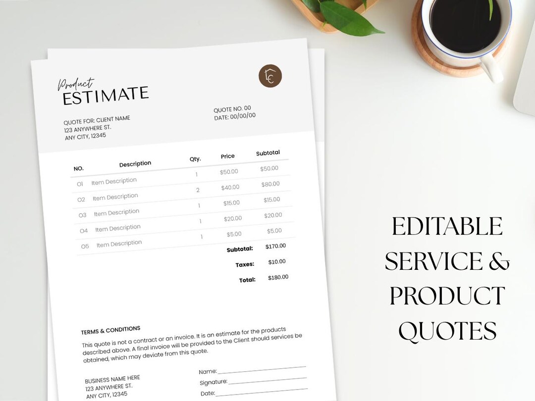 Editable Canva Quote Template: Product & Service Price Estimation ...