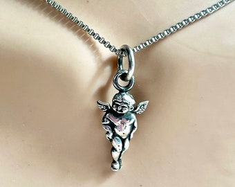 Vintage 80's  "ANGEL CHARM PENDANT"  in Silver