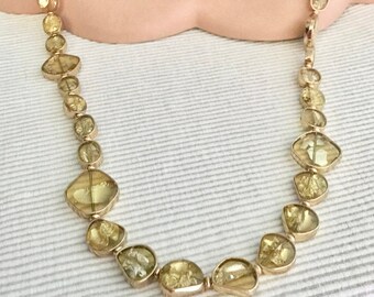 Vintage 70's "GOLD FLAKED NECKLACE"  - Top Corded -  Gold Flakes in Resin Design - Beautiful!