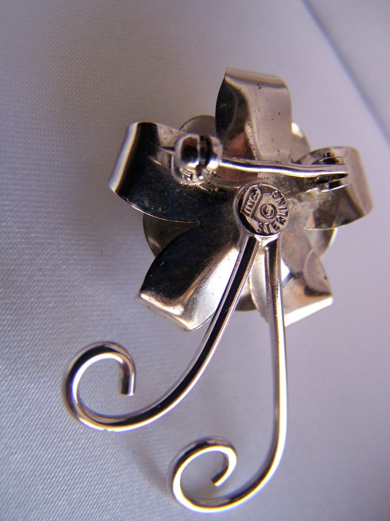 Vintage 60's STERLING SILVER ROSE Brooch / Pin Beautiful image 3