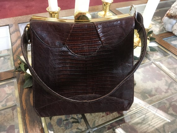 Vintage 50's - 60's "LEATHER HANDLED PURSE"  with… - image 3