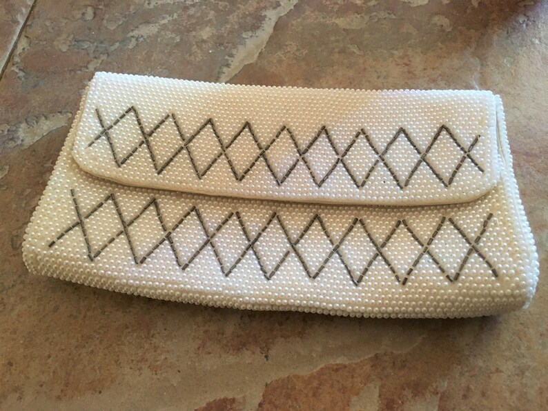 Vintage 60/'s PARTY READY PURSE White Beads Bridal Attire So Pretty