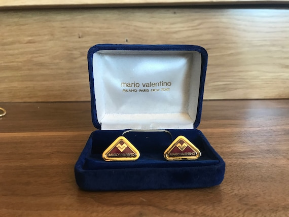 Vintage 60's "MARIO VALENTINO CUFFLINKS'" Gold To… - image 6