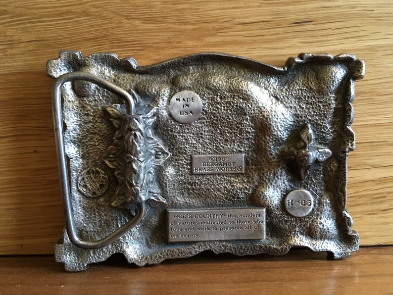 Very Handsome Belt Buckle by Bergamot Vintage 70/'s GOD/'S COUNTRY BUCKLE