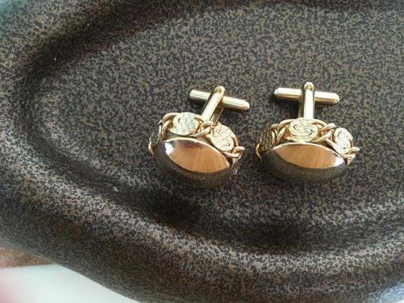 Vintage 70's  "ROUND CUFFLINKS" Bold and Chunky i… - image 3