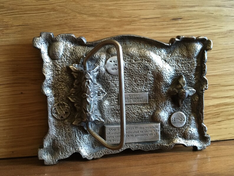 Very Handsome Belt Buckle by Bergamot Vintage 70/'s GOD/'S COUNTRY BUCKLE