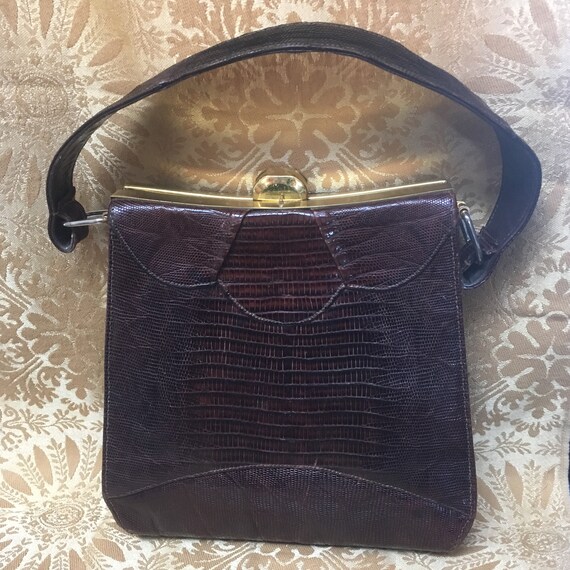 Vintage 50's - 60's "LEATHER HANDLED PURSE"  with… - image 4