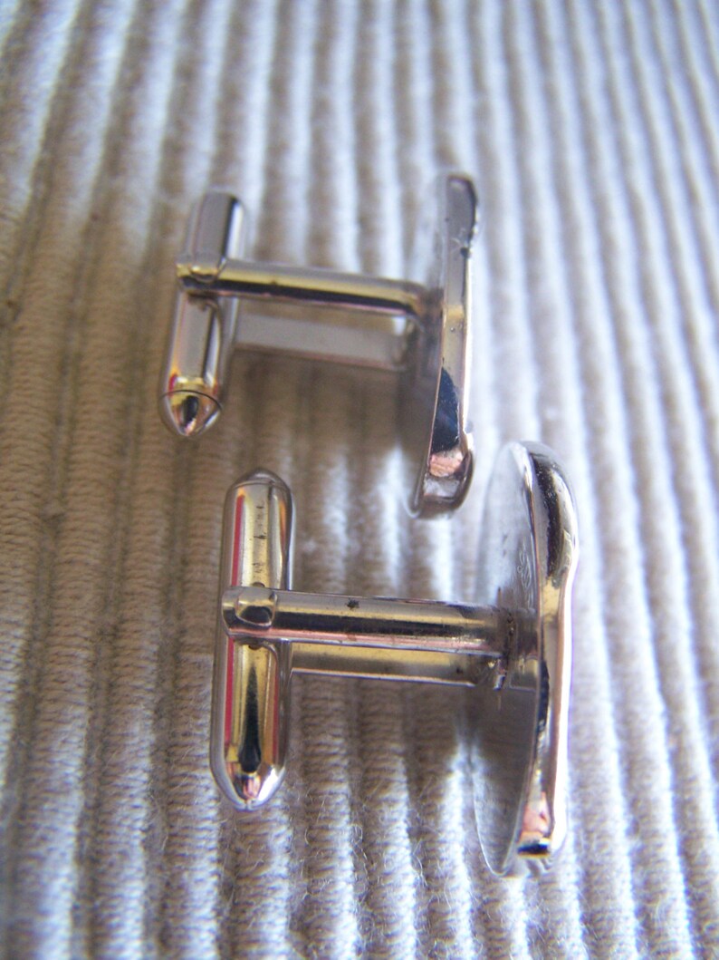 Vintage 80's SWANK Silver Toned Gentlemen's Oblong Cuff Link image 4