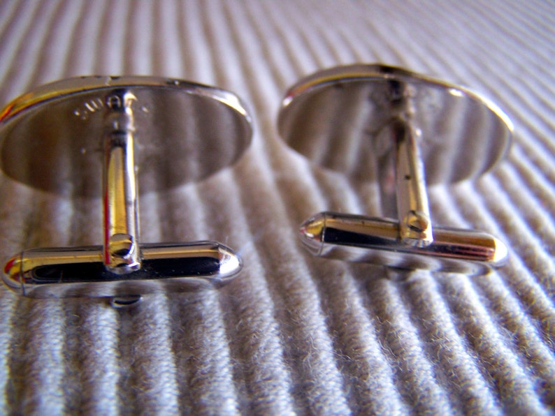 Vintage 80's SWANK Silver Toned Gentlemen's Oblong Cuff Link image 2