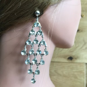 Vintage 80&#39;s  &quot;DIAMOND SHAPED DANGLES&quot; By Avon Bold & Beautiful - Bridal Wear Earrings