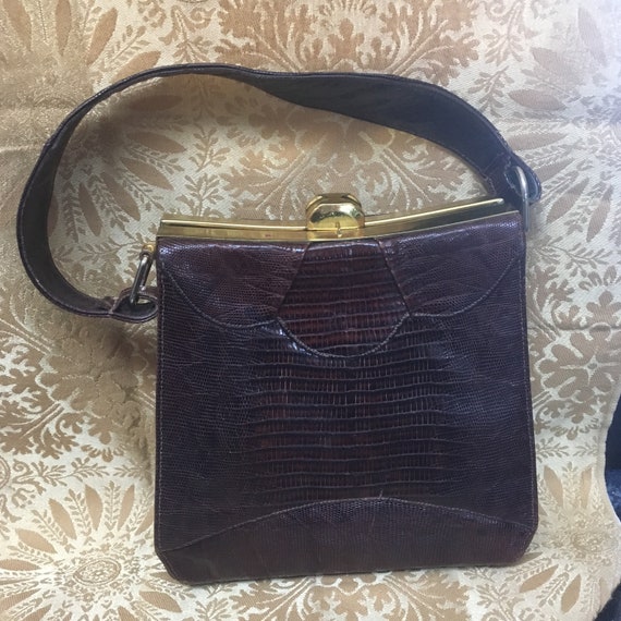 Vintage 50's - 60's "LEATHER HANDLED PURSE"  with… - image 9