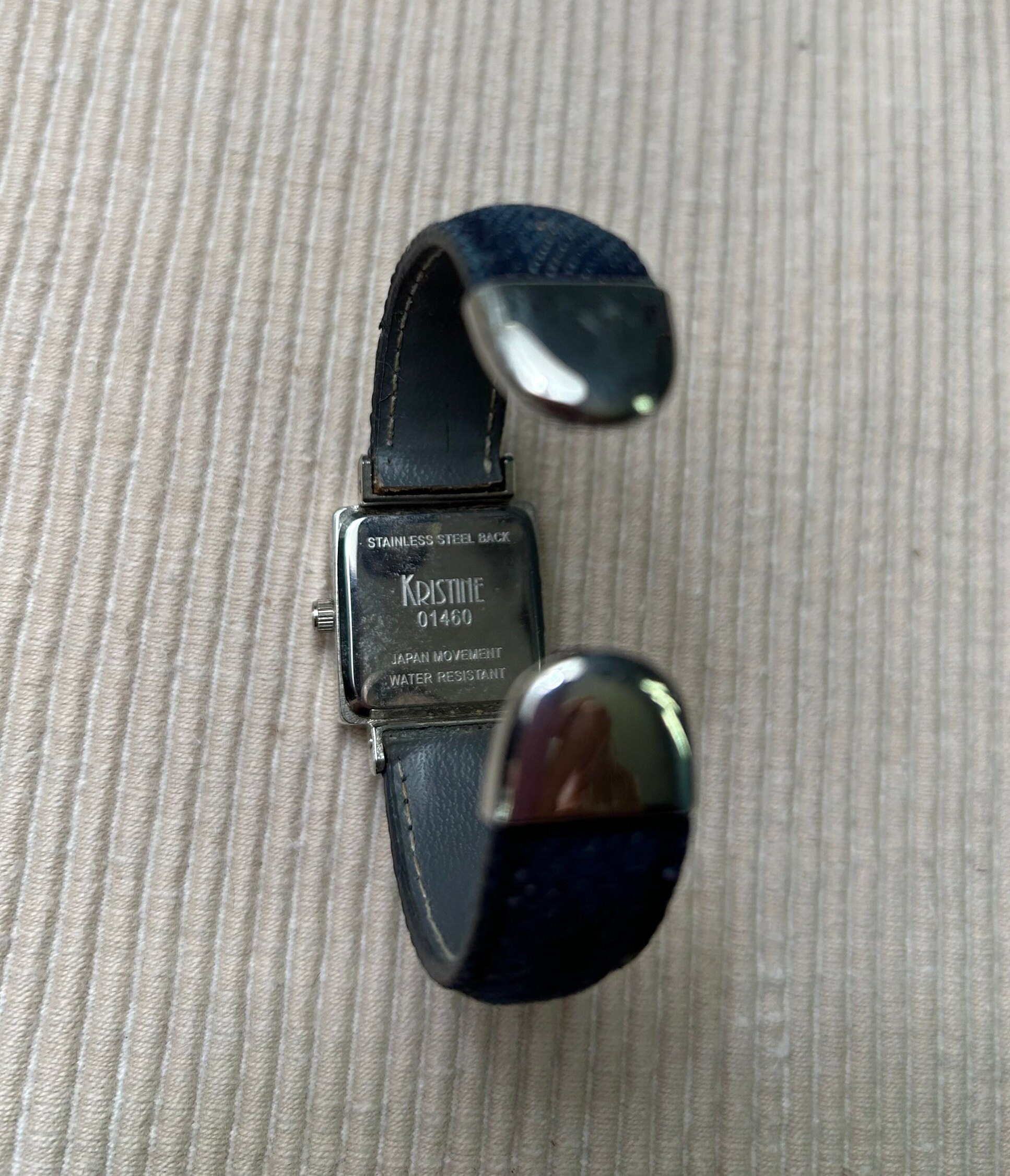 Kristine Silver Leather Cuff Watch Vintage  main image 2