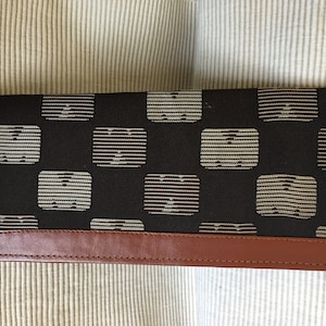 Cuaderno de bolsillo vintage con diseño a cuadros, rectangular y plegable