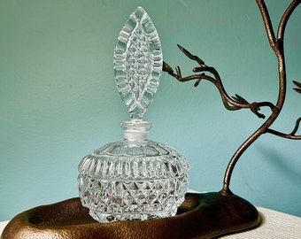 Vintage "CRYSTAL PERFUME BOTTLE" Clear Crystal Glass - Elegant Cut Diamond Patterns/Designs