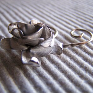 Vintage 60's STERLING SILVER ROSE Brooch / Pin Beautiful image 4