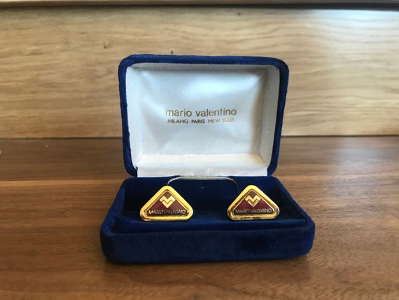 Vintage 60's "MARIO VALENTINO CUFFLINKS'" Gold To… - image 1