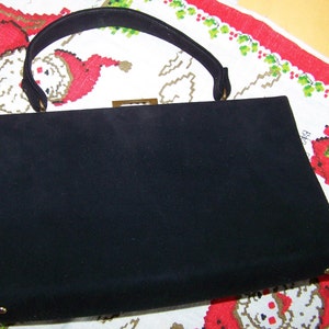 Bolso de mano vintage de gamuza sintética negra "MAYER NEW YORK" de los años 60