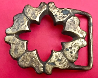 Vintage 70's  "PERSIAN STAR BUCKLE"  Solid Brass Belt Buckle - Single Prong Style -Rare Tech Ether Guild Design