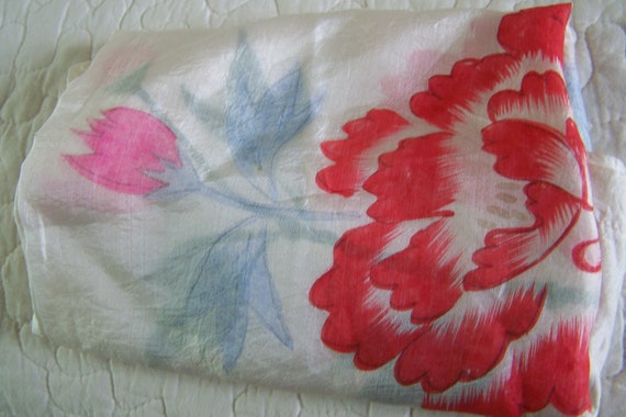 Vintage 50's "PORTRAIT SILK SCARF"Souvenir Scarf K
