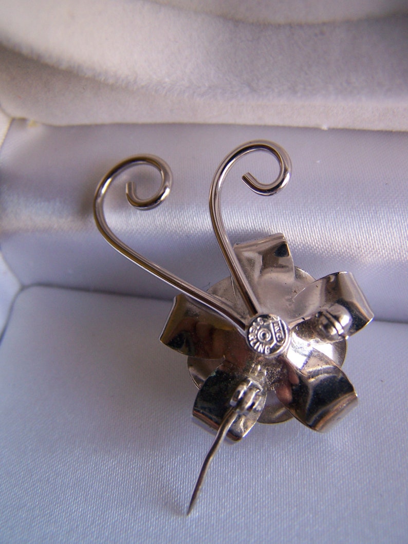 Vintage 60's STERLING SILVER ROSE Brooch / Pin Beautiful image 5