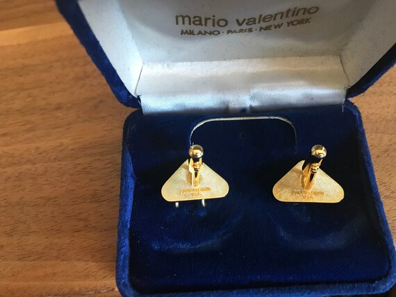 Vintage 60's "MARIO VALENTINO CUFFLINKS'" Gold To… - image 3