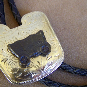 Vintage  70&#39;s  &quot;COVERED WAGON BOLO TiE -  Leatherette Braided Cord