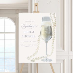 Pearls & Prosecco Bridal Shower, Bridal Shower Welcome Sign, Customizable Welcome sign template, Bridal Shower Decor
