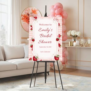 Berry Bliss Bridal Shower, Welcome Sign, Berry Bridal Shower, Customizable Welcome Sign, Pink Bridal Shower, Instant Download