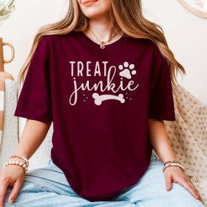 Dog Shirt - Unisex Softstyle T-Shirt, Treat Junkie Tee, Animal Lover Gift, Cute Puppy Graphic Top, Funny Dog Mom Dad Apparel