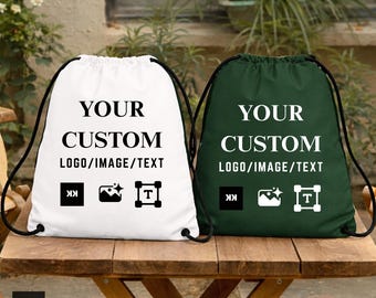 Custom Drawstring Bags Bulk – Polyester Gym Backpack for Sports Teams, Students, Travel. Made in Alpharetta, GA by Neurodiverse team.
