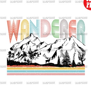 Retro Sublimation, Wanderer PNG, Vintage Sublimations, Clipart, Shirt Design Sublimation Download, Instant Downloads, Mountain