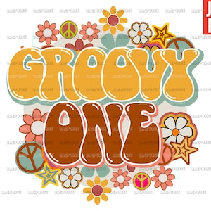 Groovy One PNG, Retro Groovy One, File Designs For Sublimation Or Print, Digital Download