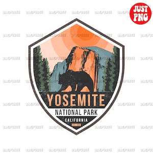Yosemite National Park PNG, Retro Design Sublimations, Printable file, Clipart Downloads, Retro US National Park T Shirt Mug Bag Not SVG