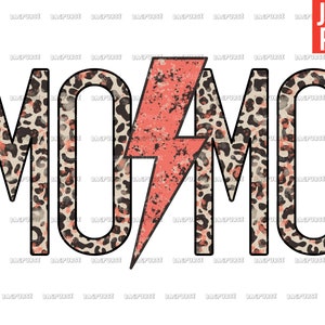 Momo PNG, Rocker Momo Design, Momo Boho Leopard Design, Retro Momo PNG, File For Sublimation Or Print, Instant Digital Download